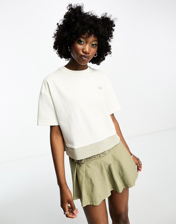 Fred Perry rib detail t-shirt in snow white
