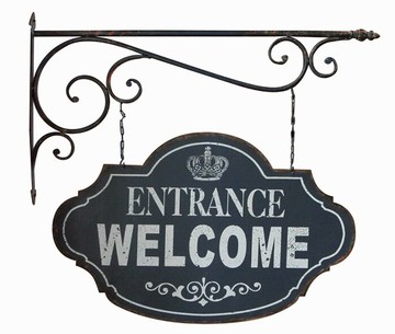 鐵質做舊店鋪招牌 雙面掛牌 墻飾鄉村風格1入