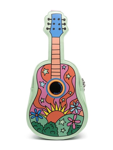 Stella McCartney Kids - guitar print backpack - kids - Cotton/Polyurethane/Polyester - One Size - Green