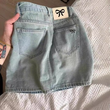 【新品+蝴蝶結設計】美式復古牛仔半身裙女 寬鬆顯瘦 高腰牛仔褲 包臀a字短裙 褲子 夏季百搭 胖mm牛仔褲 短褲 闊腿褲
