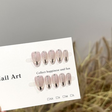 ➕最新設計款穿戴甲💅手工穿戴甲短款甲片粉色金色貓眼裸色美甲貼顯白ins風假指甲貼片短橢圓穿戴甲 RCKF