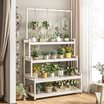 APP下單享點數9% 花架置物架陽臺花盆架鐵藝懸掛多肉花架子客廳落地式簡約現代2021