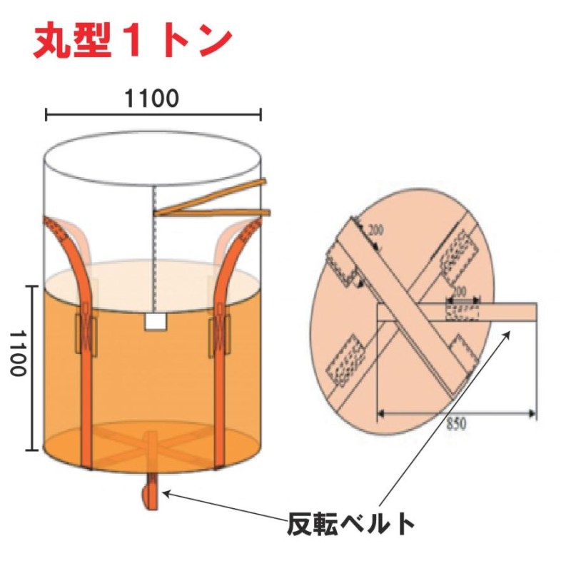 フレコンバッグ 丸型 1t 排出口 付 フレコン トン袋 トンバック トン