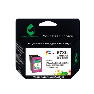 Greenrhino for HP NO.67XL 3YM58AA 彩色高容量環保墨水匣適用 Envy Pro 6020 AiO / 6420 AiO ; Deskjet 1212