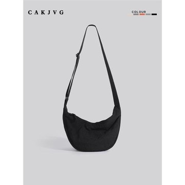 CAKJVG韓版休閑百搭輕便尼龍布包餃子包女2024新款男生單肩斜挎包