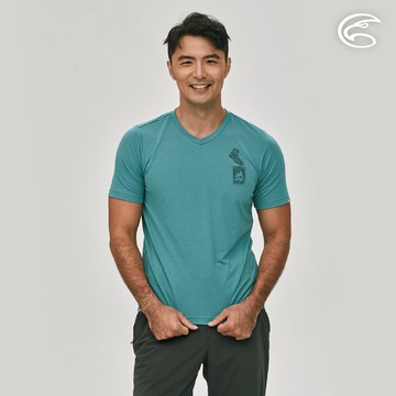 ADISI 男親膚空氣柔感快乾寬鬆V領上衣AL2311020 (S-2XL) 極地藍綠｜城市綠洲