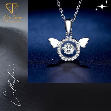 【CF鑽飾】項鍊 莫桑鑽《跳動天使》鑽石項墜 新年 情人禮物 生日送禮 飾品 求婚 告白