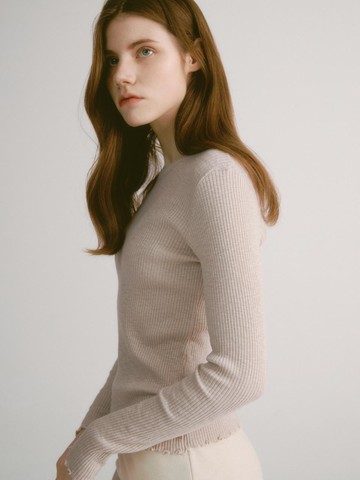 Frill Ribbed Comfortable T-Shirt