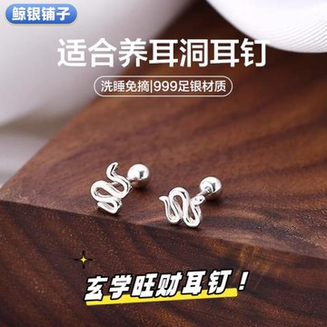 純銀耳釘玄學旺財耳釘女養耳洞蛇形本命年輕奢高級感氣質大氣