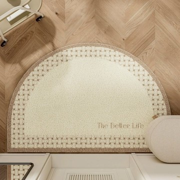 玄關絲圈地墊 1.6kg  60 x 90cm  法式半圓 米色