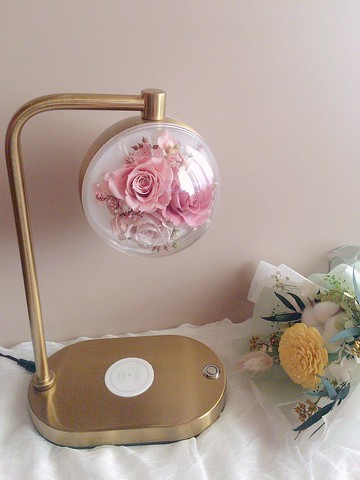 永生花無線充電檯燈/三段式燈光/客製化禮物