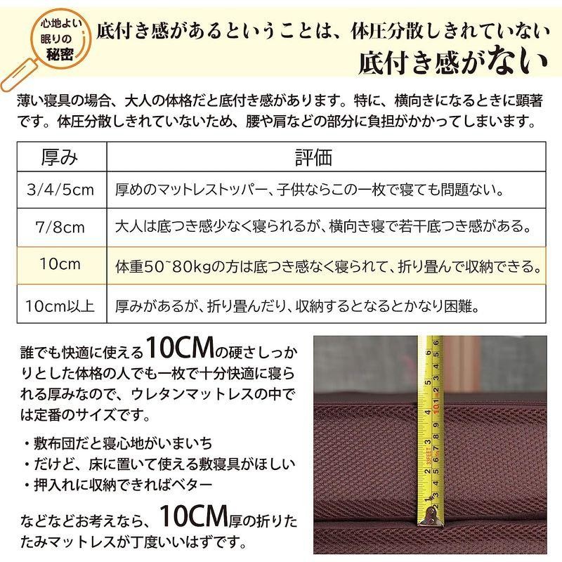 マットレス ダブル 三つ折り 折り畳み 極厚10cm 高反発 210N 25D