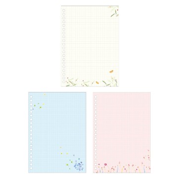 簡單生活 20孔彩色方格活頁紙 A5-春漫繁花/冬日葉語/夏之舞曲