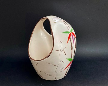帶有花卉裝飾的復古花瓶 Laeken ART DECO 白金鍍金比利時 1950
