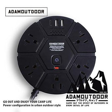 ADAMOUTDOOR 5座PD延長線/ADPW-PS351PD(BK)/黑/1.8M