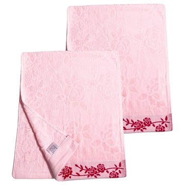 LIFE 來福牌 古典玫瑰毛巾  粉色  2條