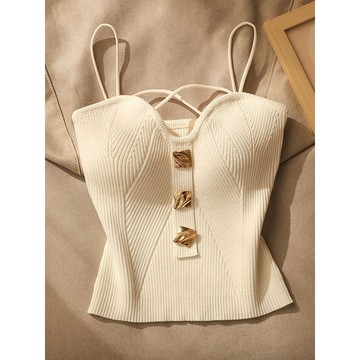 小香風針織小可愛吊帶背心女內搭外穿美背無袖上衣