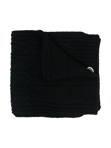 Moncler Enfant - logo-patch wool scarf - kids - Virgin Wool - M - Black