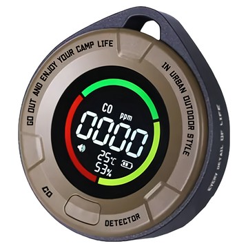 ADAMOUTDOOR 隨身一氧化碳溫濕度偵測器 超清晰警示警報 支援USB Type-C充電  沙色  1個