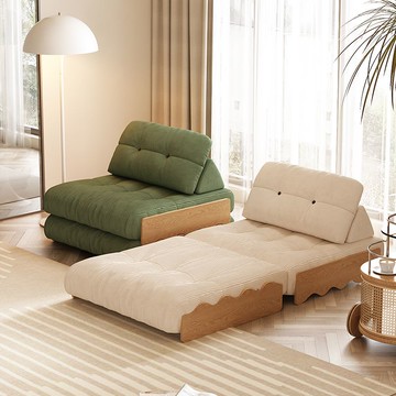 公司現貨 可開票 實木家具 日式 實木日式原木風實木沙發床抽拉兩用現代小戶型客廳功能沙發白蠟木