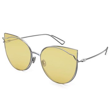 【MOLSION】陌森 MS8021 A90 貓眼造型墨鏡 橢圓框太陽眼鏡 黃鏡片 銀框 58mm