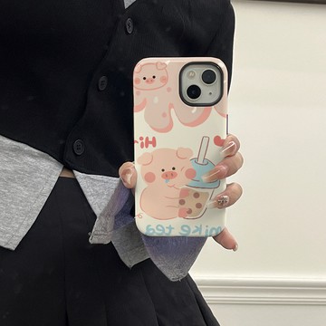 小豬飲料適用蘋果16promax手機套iphone15/14磁吸菲林殼12/13女款