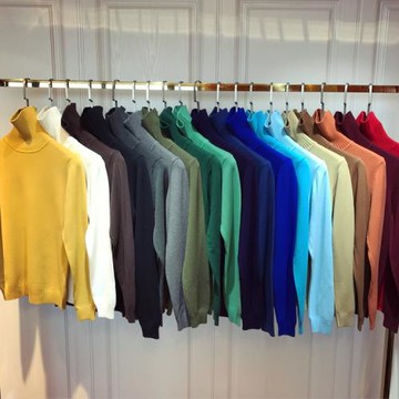 韓國男裝冬季新款修身高領毛衣男士潮流牌純色修身針織衫保暖上衣