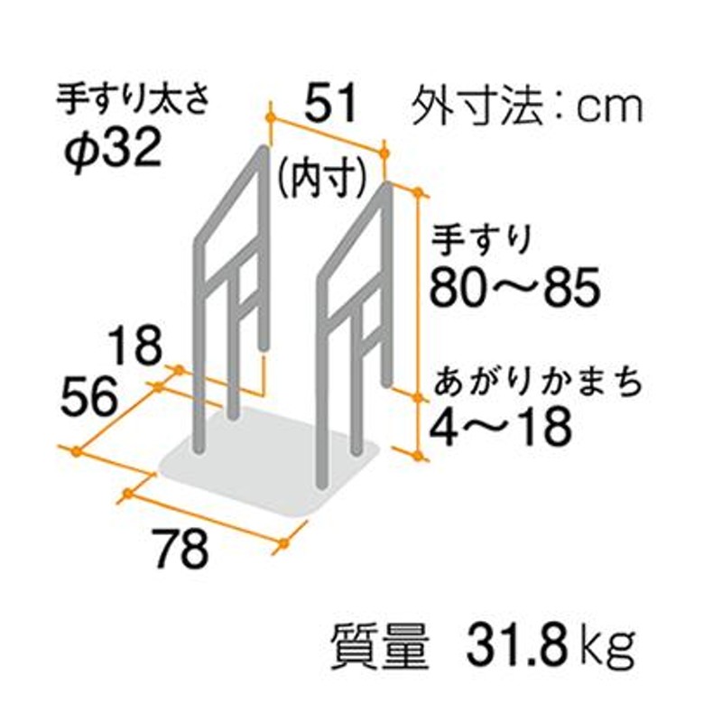 手すり 両手 住宅改修 室内用 玄関用 あがりかまち用たちあっぷ CKE-03 