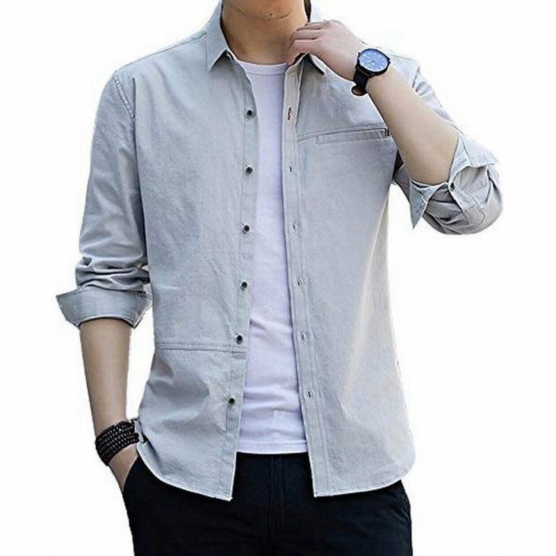 シャツ メンズ 秋服 長袖 オックスフォード シャツ カジュアル コットン シャツ オシャレ 無地 春秋冬 灰 2xl 通販 Lineポイント最大get Lineショッピング