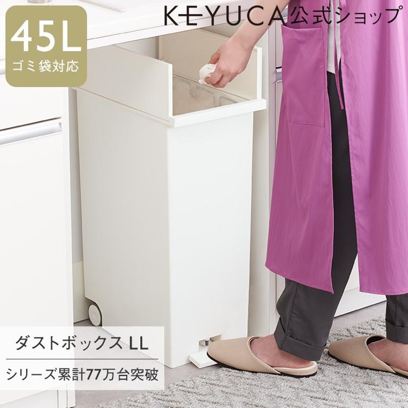 ゴミ箱 45L 両開き 蓋付き ペダル式 分別 キャスター付き スリム ごみ箱 ｜ KEYUCA 両開きダストボックス LL ホワイト ケユカ |  LINEブランドカタログ