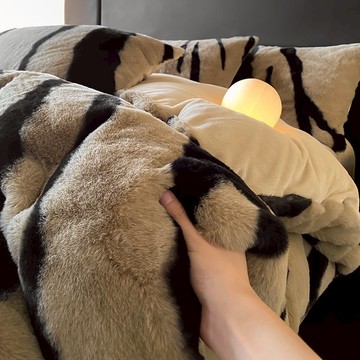 輕奢加厚兔毛絨床上四件套牛奶絨床單被套珊瑚絨三件套法蘭絨床裙