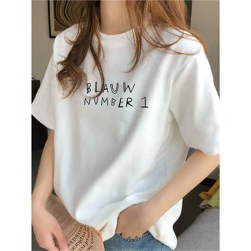 (免運)白色短袖t恤女寬松純棉圓領上衣夏字母印花歐洲站小衫甜辣高級感