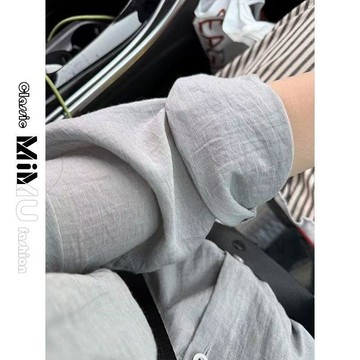 【MIMU】🥝有貨🥝涼感冰絲高級灰防曬襯衫女夏季輕薄飄逸休閒遮肉百搭長袖襯衣外穿 極簡女襯衫 百搭襯衫 休閒襯衫