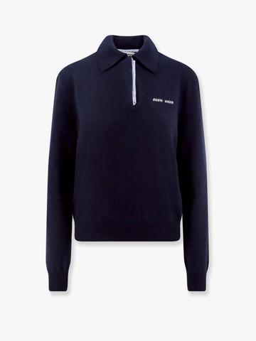 Cashmere sweater with frontal logo - MIU MIU - gender_Woman