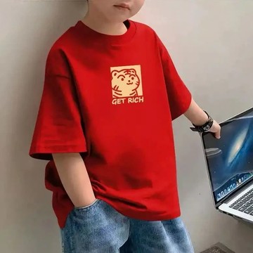 強烈安利~夏季男童純棉短袖T恤男孩帥氣中小童裝半袖兒童寶寶寬鬆夏裝吸汗上衣 男童上衣 潮T 兒童 短袖 上衣 韓版T恤