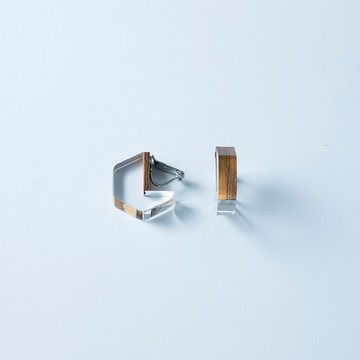 透明六角形耳夾式耳環