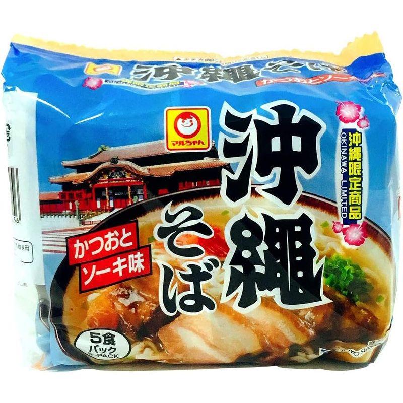 東洋水産 マルちゃん 沖縄そば 袋麺 かつおとソーキ味 1ケース (5食×6パック) 沖縄限定