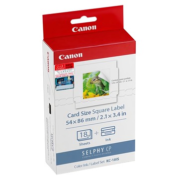 Canon 佳能 SELPHY CP Set KC-18IS 卡片尺寸正方形標籤 54x86mm 18張含墨盒  50 x 50mm  1盒
