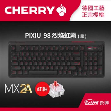 CHERRY 德國櫻桃 PIXIU98 RGB MX2A 無線三模電競鍵盤 黑 紅軸