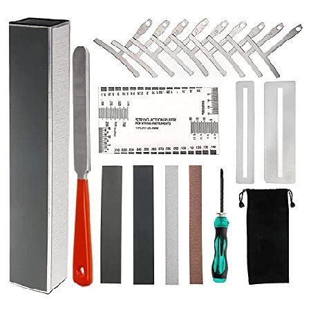 Patioer Guitar Luthier Tool kit with 8" Guitar Fret Leveling Beam, Fret Crowning Luthier File, String Action Ruler Gauge, Understring Radius Gauge,