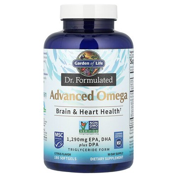 Garden of Life, Dr. Formulated，高級歐米伽，檸檬，180 粒軟膠囊