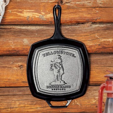 黃石公園系列 美國製方形鑄鐵橫紋煎鍋/烤盤-27cm (Cowboy/L8SGPYW) 單一規格