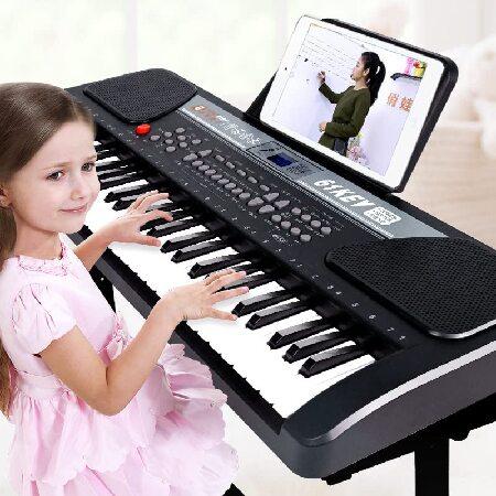 iMeshbean 61 Key Music Electronic Keyboard Electric Digital Piano Organ w Stand Optional (Black keyboard with stand)