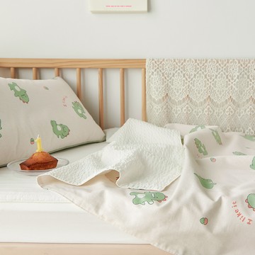 PRIELLE 嬰幼兒 丁哥 泡泡紗 雙面 毯子  綠色  75 x 100cm