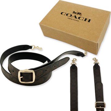【COACH】C LOGO斜揹帶背帶禮盒(深咖)
