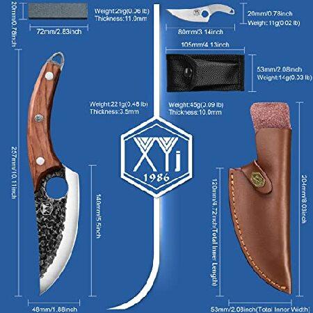 XYJ FULL TANG 5.5 Inch Stainless Steel Boning Knife Chef Fishing Knives Carry Leather Sheath Outdoor Cooking Knives Meat Butcher Knife For Camping Kit