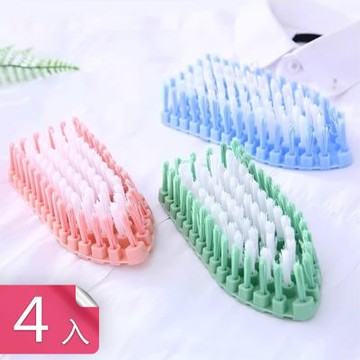 【荷生活】濃密刷毛貼合弧面可彎曲清潔刷 凹凸防滑綿密起泡可懸掛清潔刷-4入組