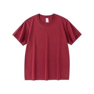 顯白酒紅色！夏季重磅純棉短袖t恤簡約純色寬松透氣半袖質感不透