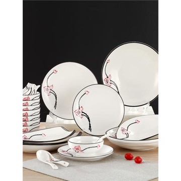 貝鑫一支蓮創意陶瓷餐具套裝家用碗套裝盤子現代簡約碗碟套裝北歐