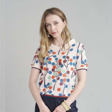 CLL巧玲瓏 多彩圓點森林貼鑽上衣 7343112